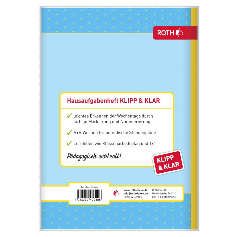 Hausaufgabenheft Grundschule "Klipp & Klar", Flinki & Schlau